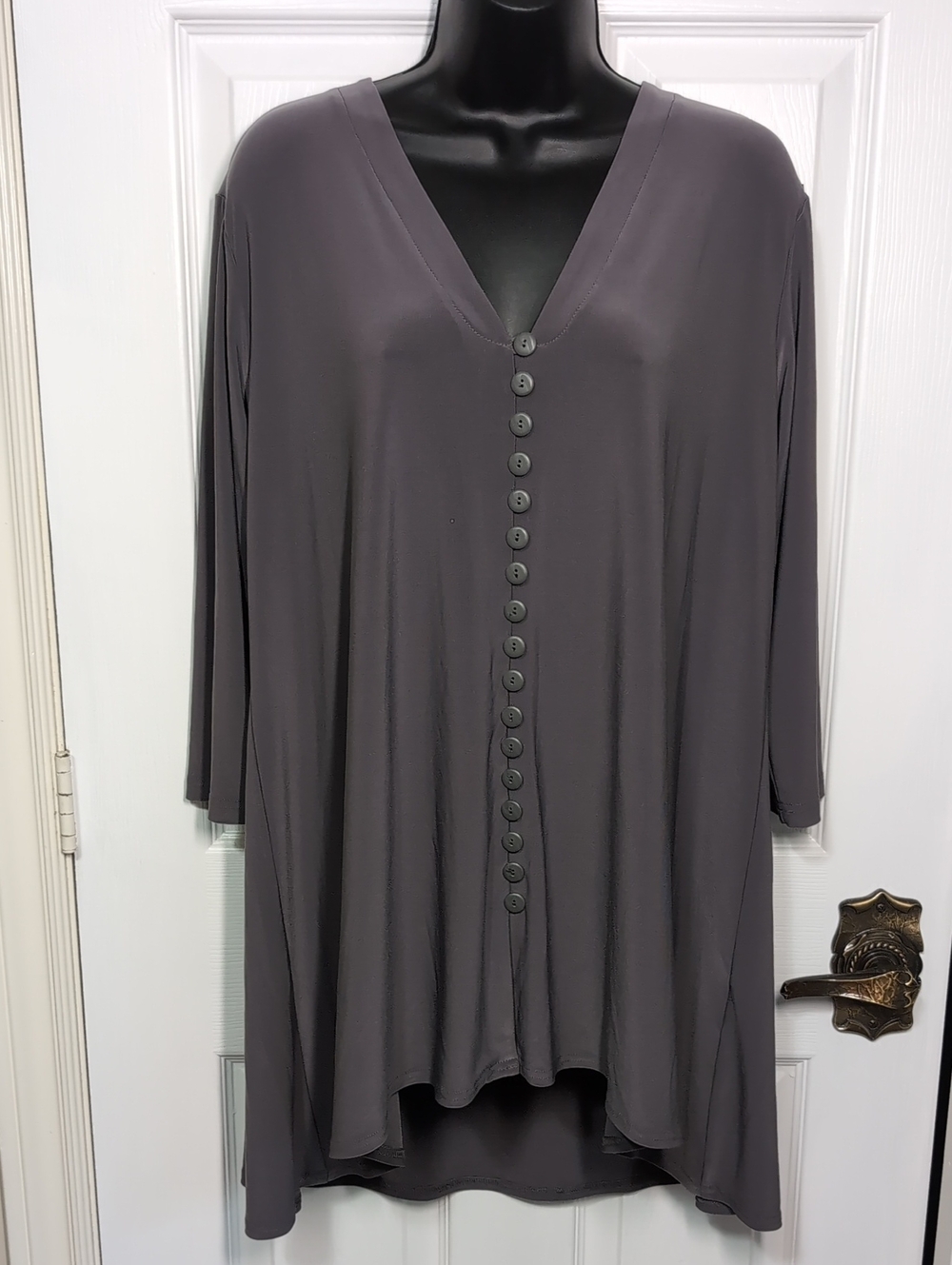 Sympli Duo Diva Long Sleeve Button Front Tunic Top Size 14